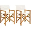Image de vidaXL Chaises de régie 2 pcs. Pliable Crème Bois massif Teck