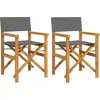 Image de vidaXL Chaises de régie 2 pcs. Pliable Gris Bois massif Teck