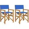 Image de vidaXL Chaises de régie 2 pcs. Pliable Bleu Bois massif Teck