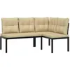 Image de vidaXL Bancs de jardin avec coussins 2 pcs. noir Acier revêtu par poudre