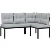 Image de vidaXL Bancs de jardin avec coussins 2 pcs. noir Acier revêtu par poudre