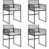 Image de vidaXL Chaises de jardin avec coussins 4 pcs. noir poly rotin