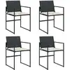 Image de vidaXL Chaises de jardin avec coussins 4 pcs. noir poly rotin