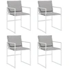 Image de vidaXL Chaises de jardin avec coussins 4 pcs. Blanc Acier et Textilène
