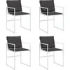 Image de vidaXL Chaises de jardin avec coussins 4 pcs. Blanc Acier et Textilène