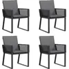 Image de vidaXL Chaises de jardin avec coussins 4 pcs. noir poly rotin