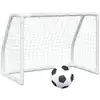 Image de vidaXL Buts de football pour enfants 2 pcs. avec ballon Blanc 64x35x48 cm Métal