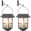 Image de vidaXL Lampes murales solaires d'extérieur 2 pcs. Blanc chaud Lumière vacillante