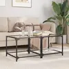 Image de vidaXL Tables basses avec plateau en verre 2 pcs. Transparent 50x50x40 cm Acier
