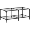 Image de vidaXL Table basse avec plateau en verre Transparent 98,5x50x40 cm Acier