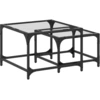 Image de vidaXL Tables d'ensemble 2 pcs. avec plateau en verre Transparent Acier