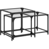 Image de vidaXL Tables d'ensemble 2 pcs. avec plateau en verre Transparent Acier