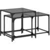 Image de vidaXL Tables gigognes 2 pcs. avec plateau en verre noir acier
