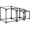 Image de vidaXL Tables d'ensemble 3 pcs. avec plateau en verre Transparent Acier