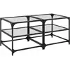Image de vidaXL Tables basses avec plateaux en verre 2 pcs. Transparent 50x50x45cm Acier
