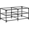Image de vidaXL Table basse avec plateau en verre Transparent 98,5x50x45 cm Acier