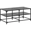 Image de vidaXL Table basse avec plateau en verre noir 98,5x50x45 cm acier