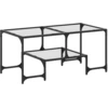 Image de vidaXL Table basse avec plateau en verre Transparent 98,5x50x45 cm Acier
