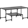 Image de vidaXL Table basse avec plateau en verre noir 98,5x50x45 cm acier