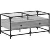 Image de vidaXL Table basse avec plateau en verre Gris Sonoma 98,5x50x45 cm Acier
