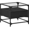 Image de vidaXL Table basse avec plateau en verre noir 50x50x45 cm acier