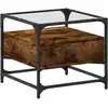 Image de vidaXL Table basse avec plateau en verre chêne fumé 50x50x45 cm acier