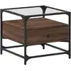 Image de vidaXL Table basse avec plateau en verre brun imitation chêne 50x50x45 cm acier