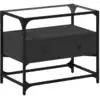 Image de vidaXL Armoire TV avec plateau en verre noir 60x35x51 cm Bois composite