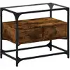 Image de vidaXL Armoire TV avec plateau en verre chêne fumé 60x35x51cm Bois composite
