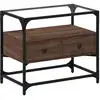 Image de vidaXL Armoire TV avec plateau en verre Chêne brun 60x35x51 cm Bois composite