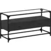 Image de vidaXL Armoire TV avec plateau en verre noir 98x35x51 cm Bois composite