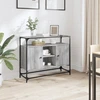 Image de vidaXL Sideboard avec plateau en verre Gris Sonoma 98x35x81 cm Bois composite