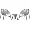 Image de vidaXL Ensemble de chaises de jardin 3 pièces noir et gris clair Poly rotin