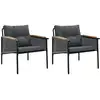 Image de vidaXL Chaises de jardin avec coussins 2 pcs. noir acier
