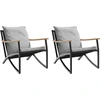 Image de vidaXL Chaises de jardin avec coussins 2 pcs. noir acier