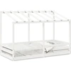 Image de vidaXL Lit d'enfant avec toit blanc 100x200 cm pin massif