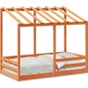 Image de vidaXL Lit d'enfant avec toit brun cireux 80x160 cm pin massif