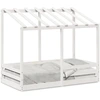 Image de vidaXL Lit d'enfant avec toit blanc 70x140 cm pin massif