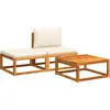 Image de vidaXL Ensemble canapé de jardin 3 pièces avec coussins bois acacia & rotin