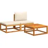 Image de vidaXL Ensemble canapé de jardin 3 pièces avec coussins bois acacia & rotin