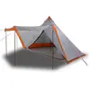 Image de vidaXL Tipi tente familiale 8 personnes Gris et orange Étanche