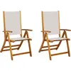 Image de vidaXL Chaises de jardin 2 pcs. Pliable Bois massif Acacia et Textilène