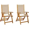 Image de vidaXL Chaises de jardin 2 pcs. Pliable Bois massif Acacia et Textilène