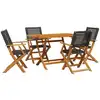 Image de vidaXL Ensemble de jardin 5 pièces noir Poly rotin et bois massif