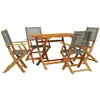 Image de vidaXL Ensemble de jardin 5 pièces Gris Poly rotin et bois massif