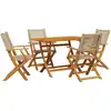 Image de vidaXL Ensemble de jardin 5 pièces Beige Poly rotin et bois massif