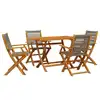Image de vidaXL Ensemble de jardin 5 pièces polypropylène et bois massif gris
