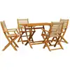 Image de vidaXL Ensemble de jardin 5 pièces Polypropylène et bois massif Beige