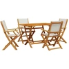 Image de vidaXL Ensemble de jardin 5 pièces tissu et bois massif blanc crème