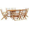 Image de vidaXL Ensemble de jardin 7 pièces tissu et bois massif blanc crème